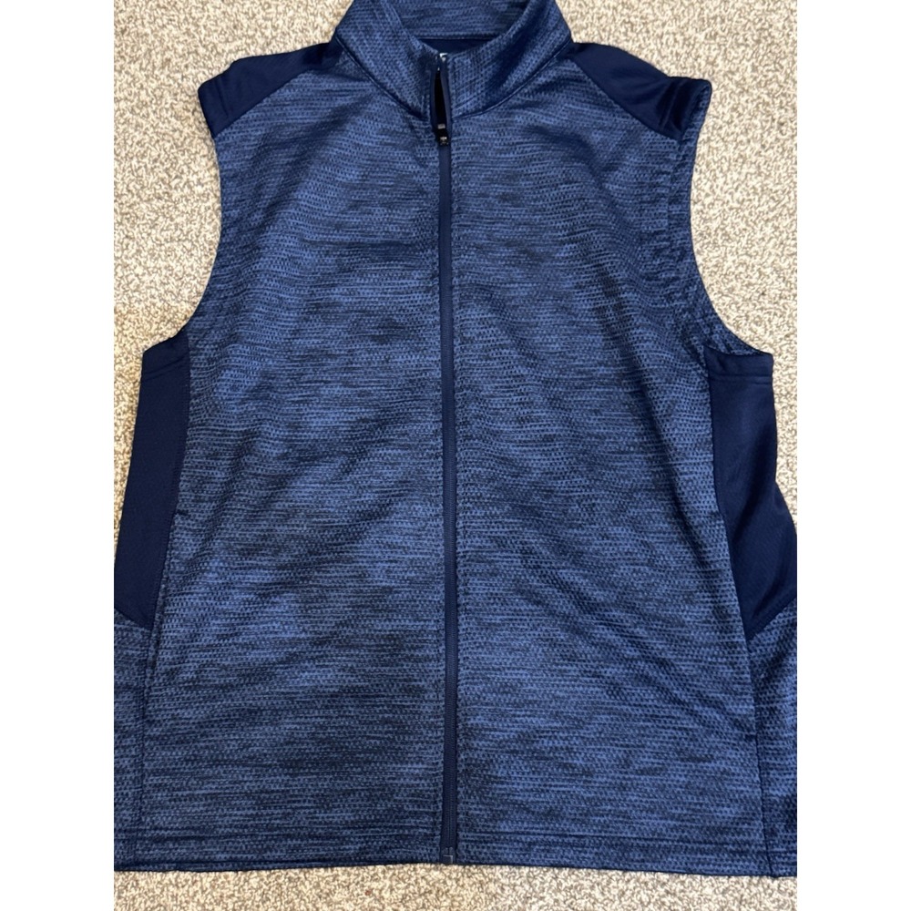 PGA Tour Golf 2‎ Tone Full Zip Vest Peacoat Heather L